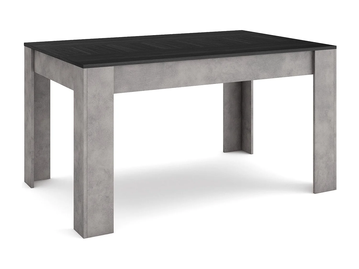 Eettafel, 140x90x76 cm, Voor 6 personen, Dining Table, Zwart en Cement