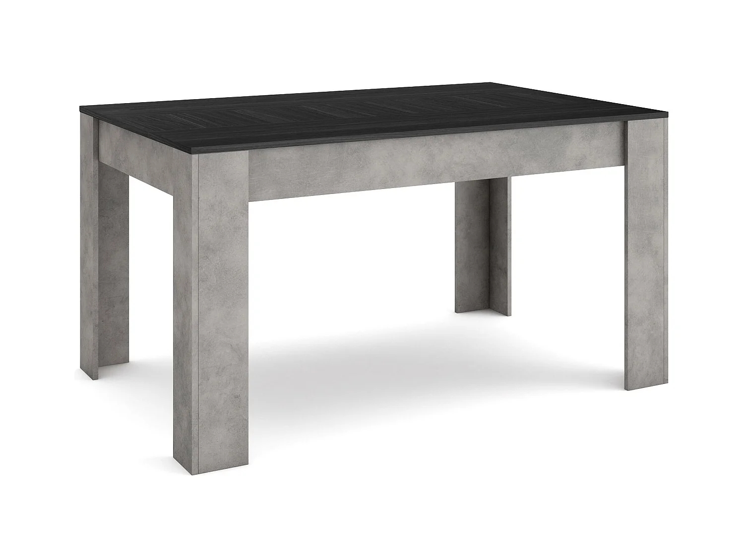 Table à manger, 140x90x76 cm, Pour 6 personnes, Meubles de Salon, Noir et Ciment