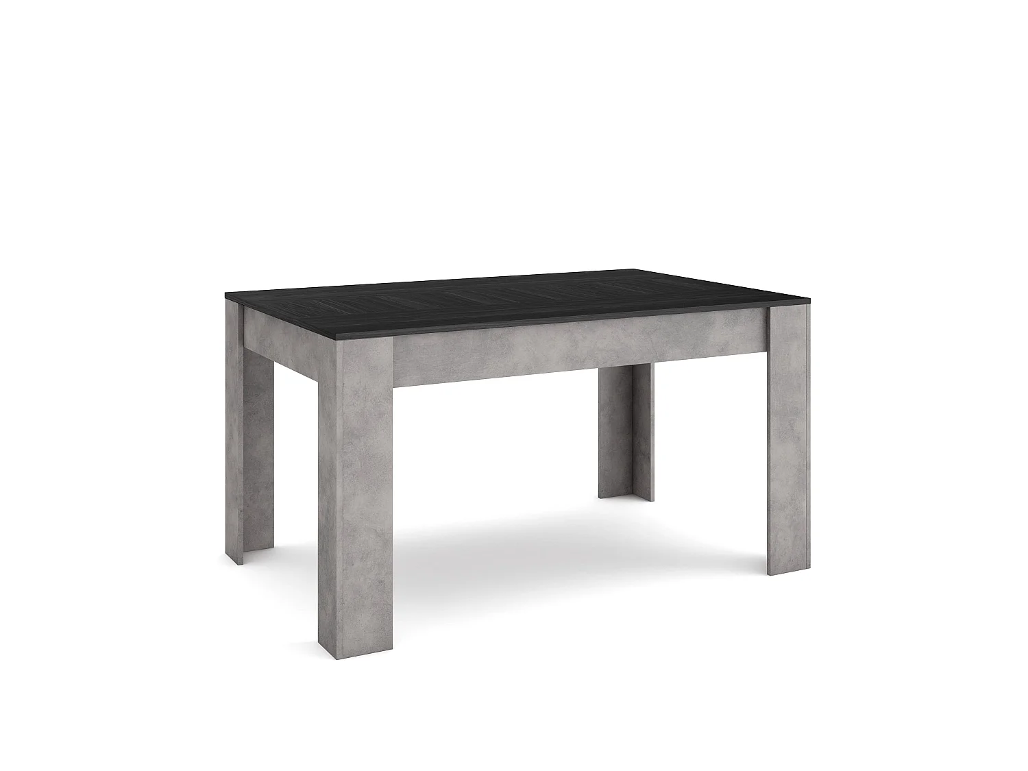 Eettafel, 140x90x76cm, Voor 6 personen, Dining Table, Zwart en Cement