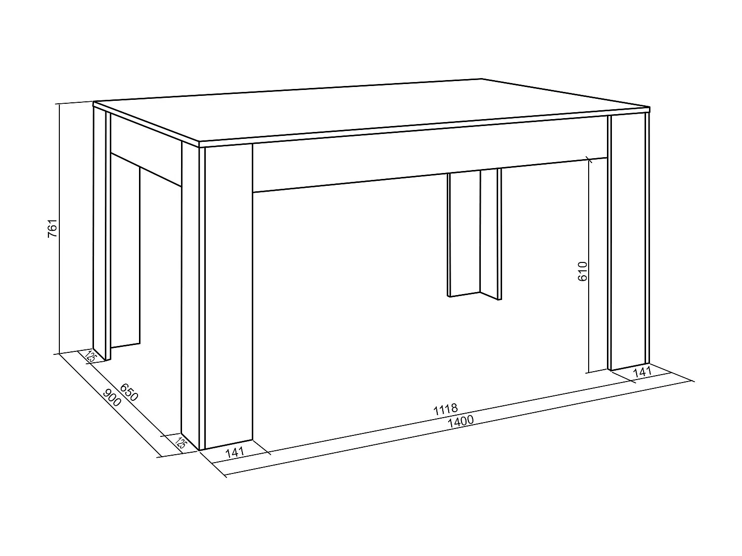Table à manger, 140x90x76 cm, Pour 6 personnes, Meubles de Salon, Blanc
