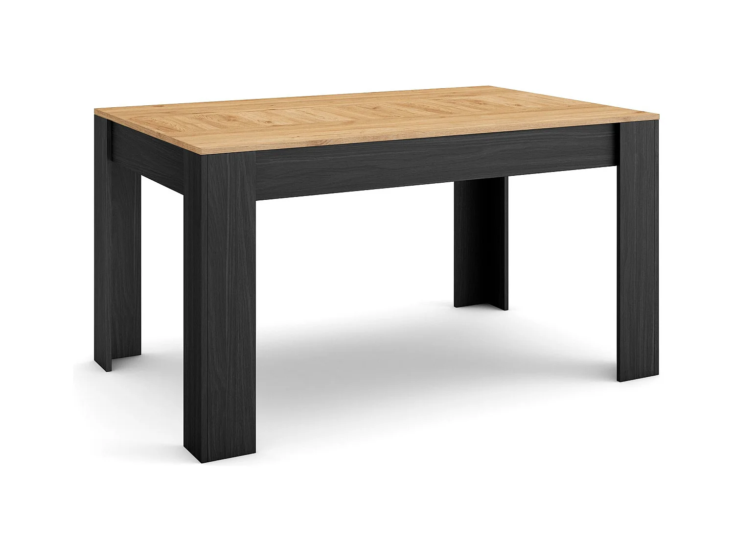 Table à manger, 140x90x76 cm, Pour 6 personnes, Meubles de Salon, Chêne et noir