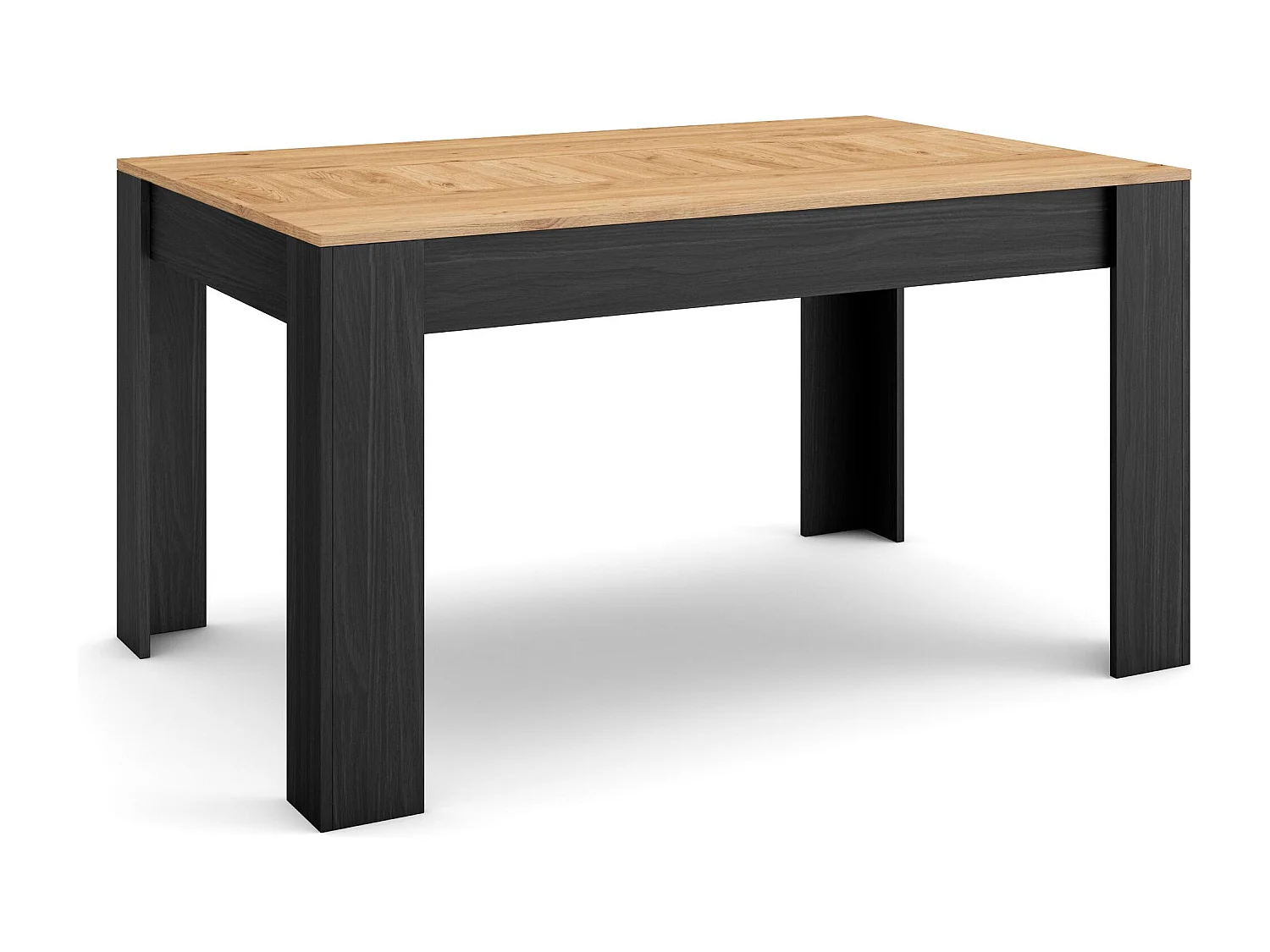 Eettafel, 140x90x76 cm, Voor 6 personen, Dining Table, Eiken/Zwart