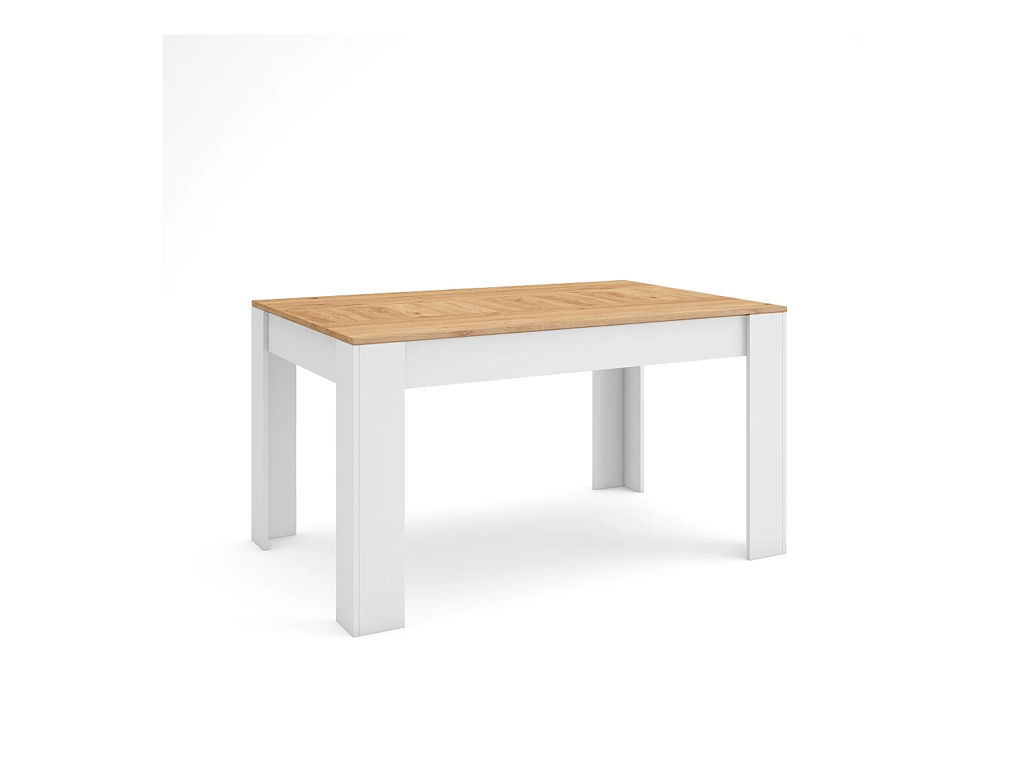 Table à manger, 140x90x76 cm, Pour 6 personnes, Meubles de Salon, Chêne et blanc