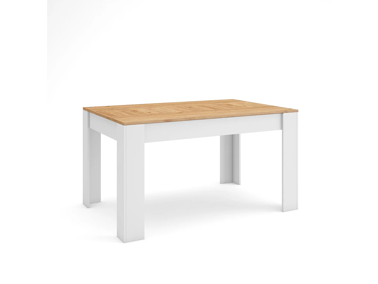 Eettafel, 140x90x76 cm, Voor 6 personen, Dining Table, Eiken/Wit