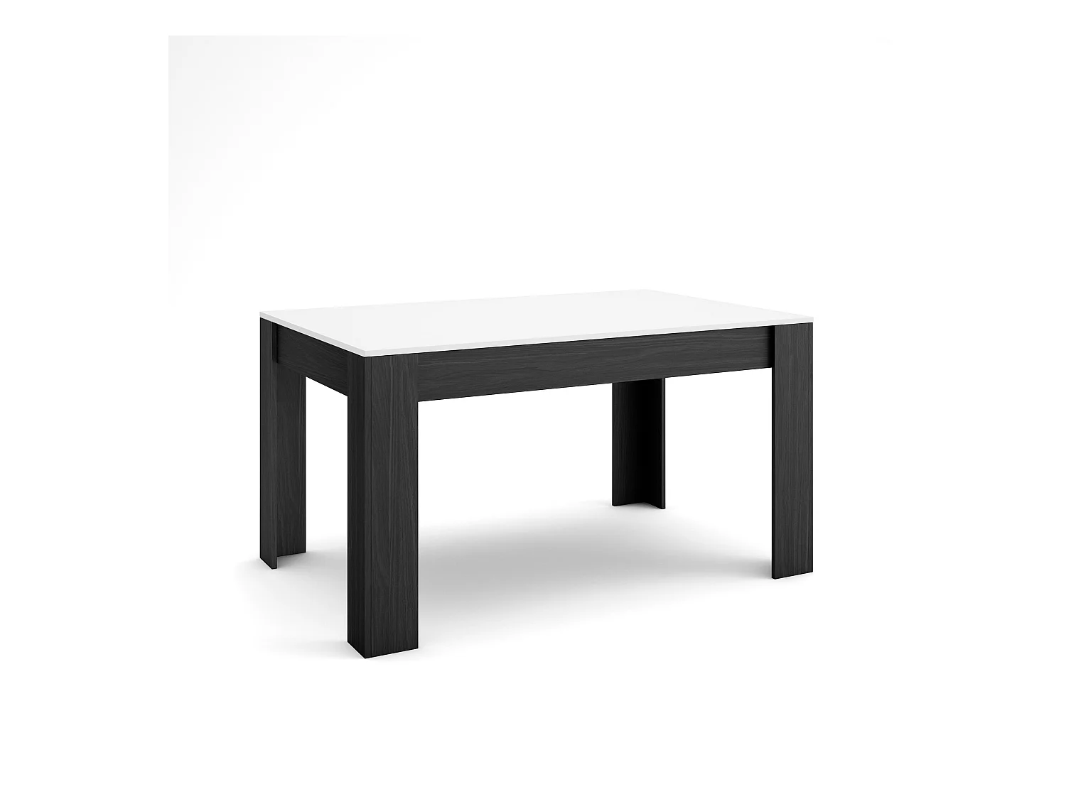 Eettafel, 140x90x76 cm, Voor 6 personen, Dining Table, Wit en Zwart