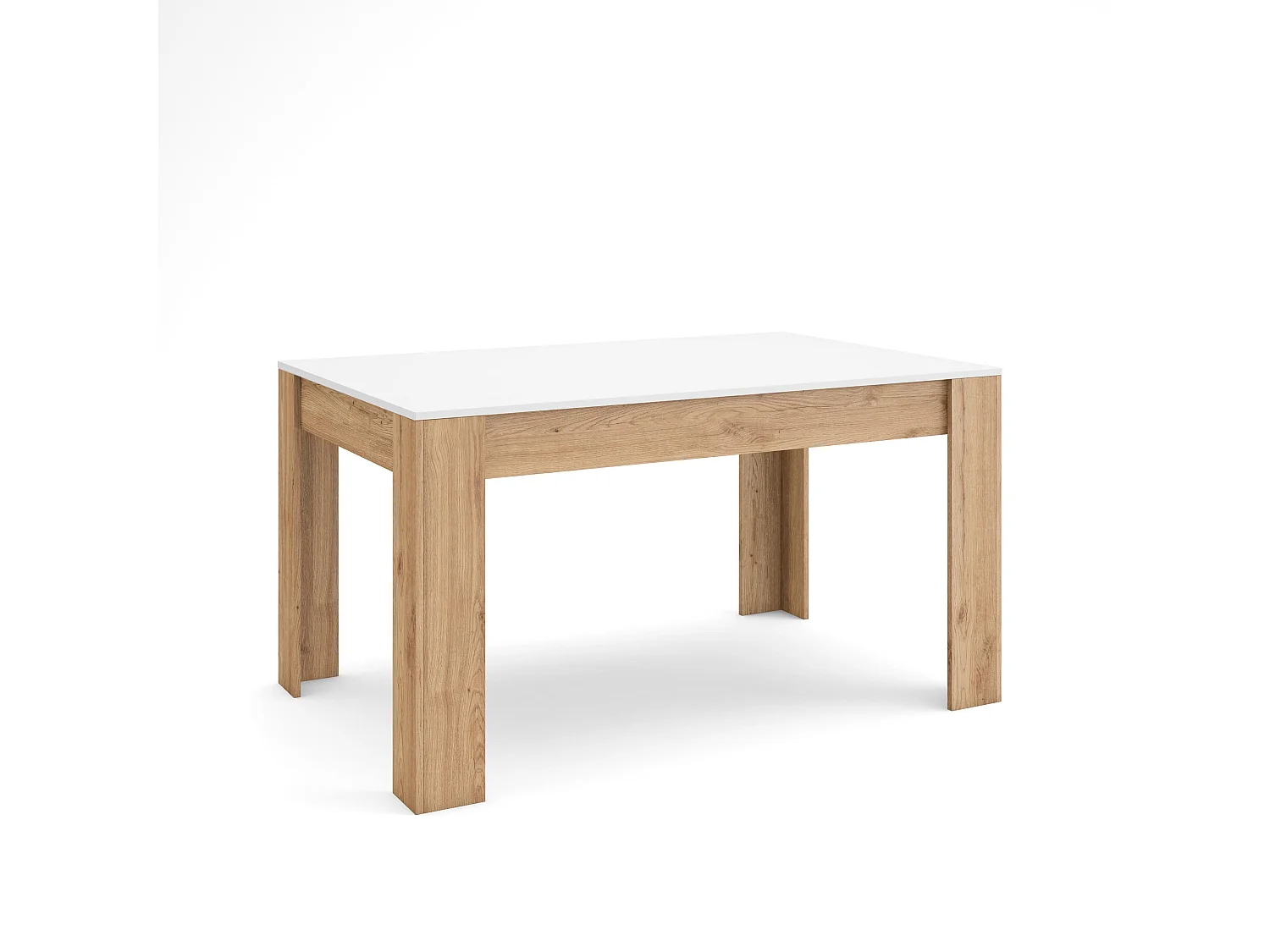 Eettafel, 140x90x76 cm, Voor 6 personen, Dining Table, Wit en Eiken