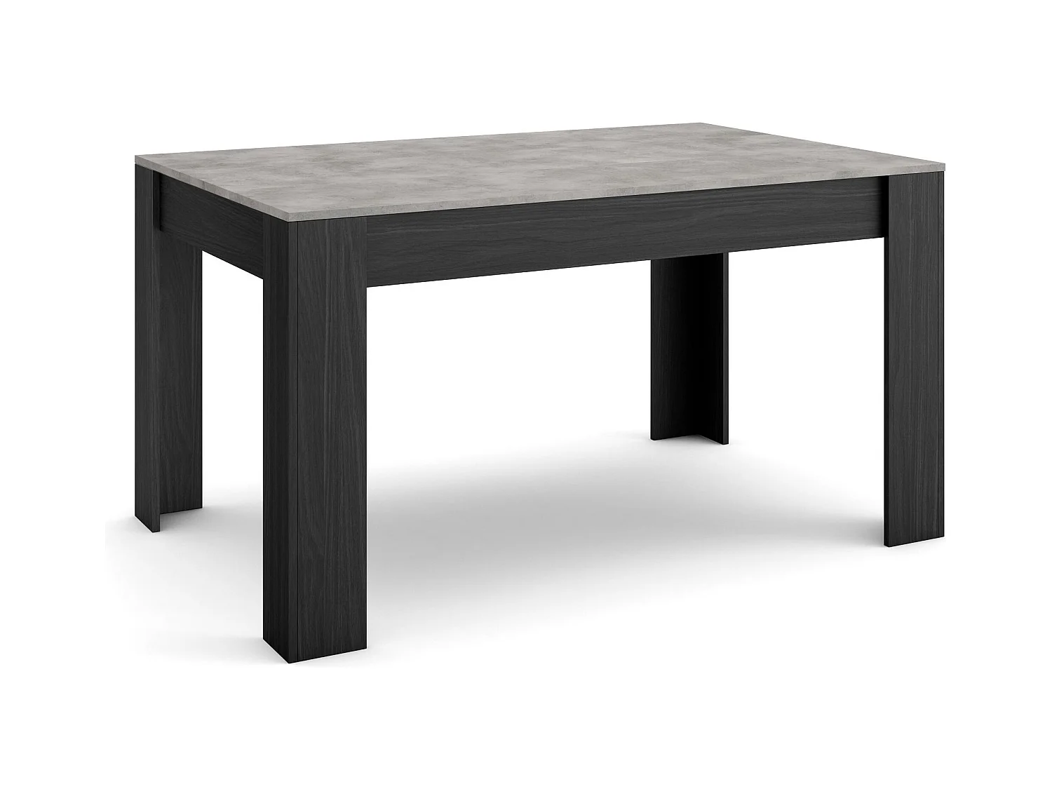 Table à manger, 140x90x76 cm, Pour 6 personnes, Meubles de Salon, Ciment et Noir