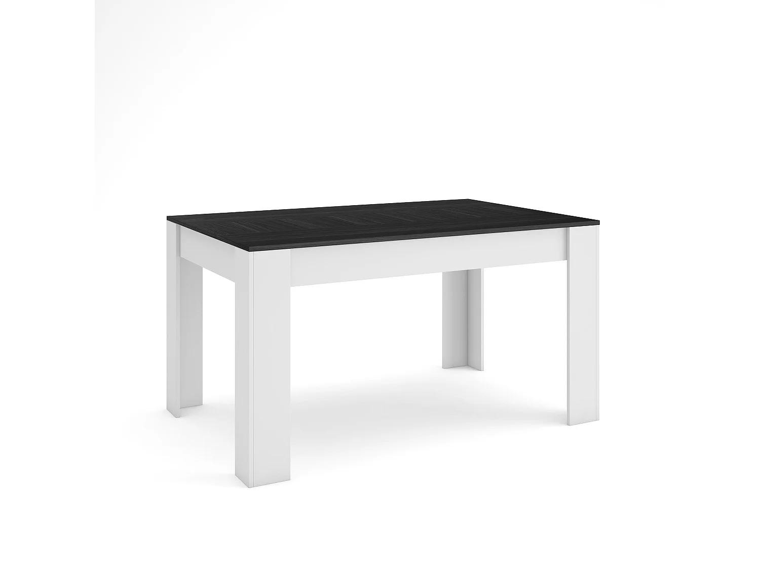 Eettafel, 140x90x76 cm, Voor 6 personen, Dining Table, Zwart en Wit