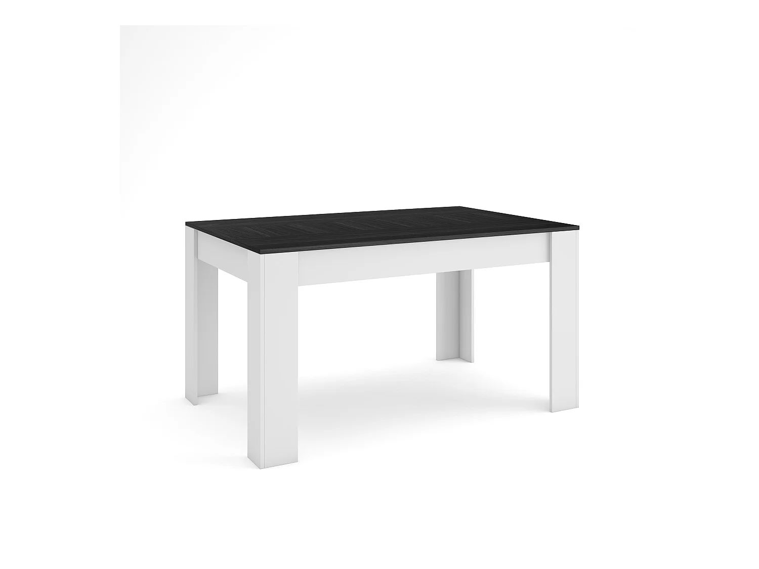 Eettafel, 140x90x76 cm, Voor 6 personen, Dining Table, Zwart en Wit