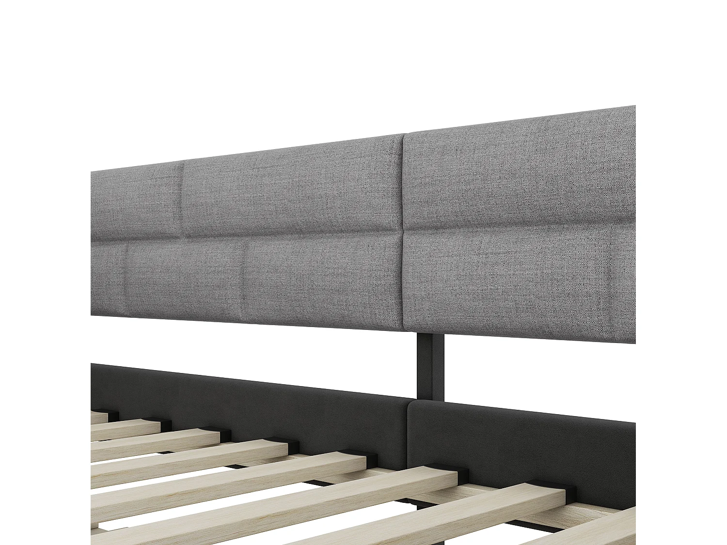 Cama de banquete com cama de gavetão 90x190/200cm - em tecido de linho - Cinza