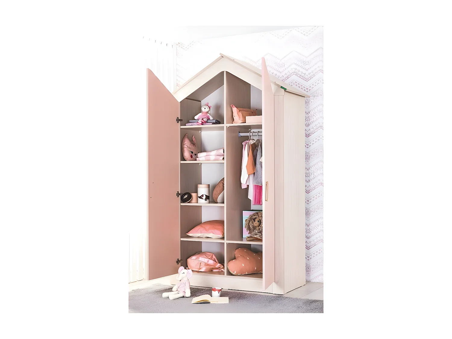 Armoire 2 portes rose 207x120x558cm