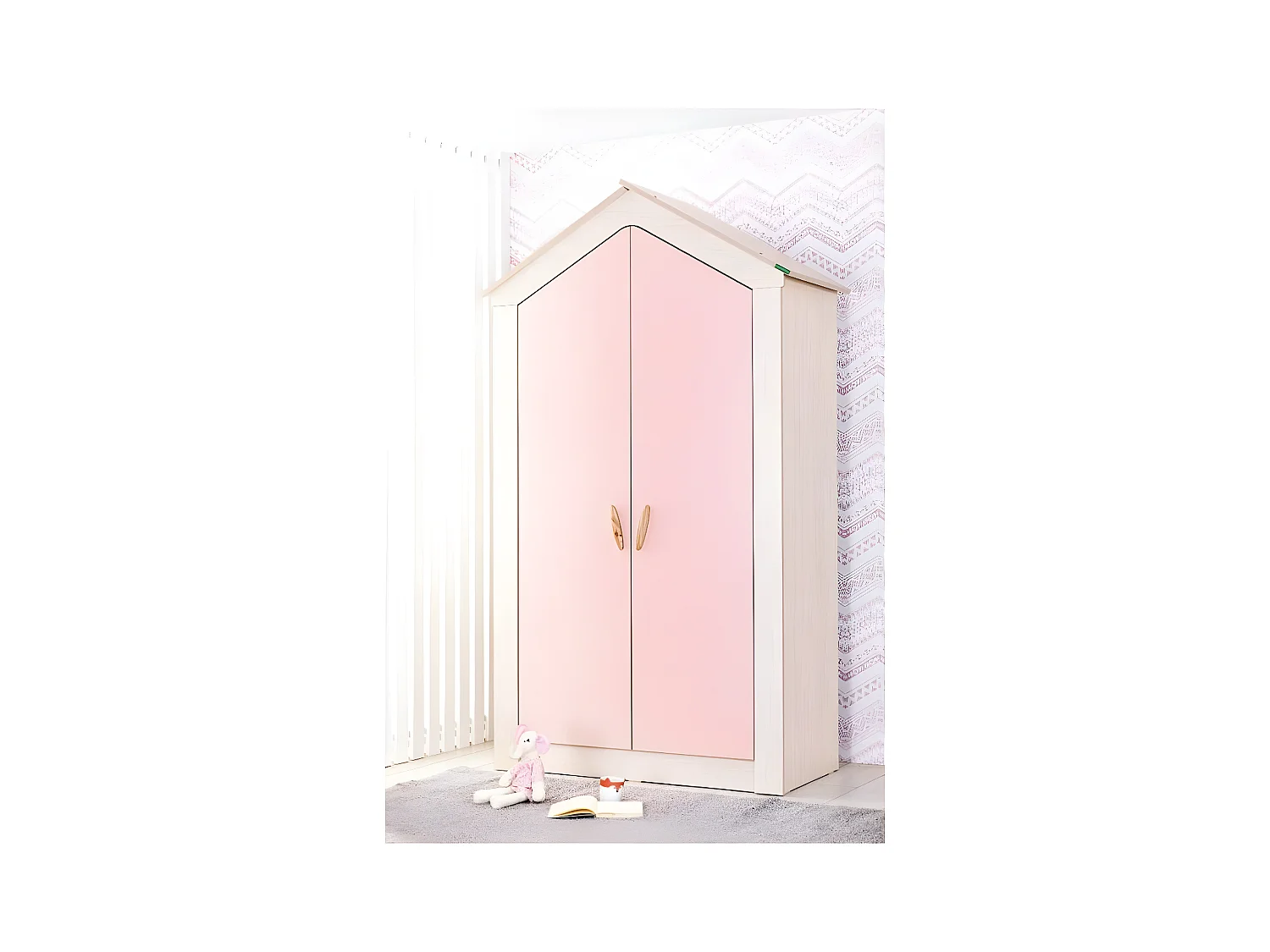 Kleiderschrank 2 Türen rosa 207x120x58cm