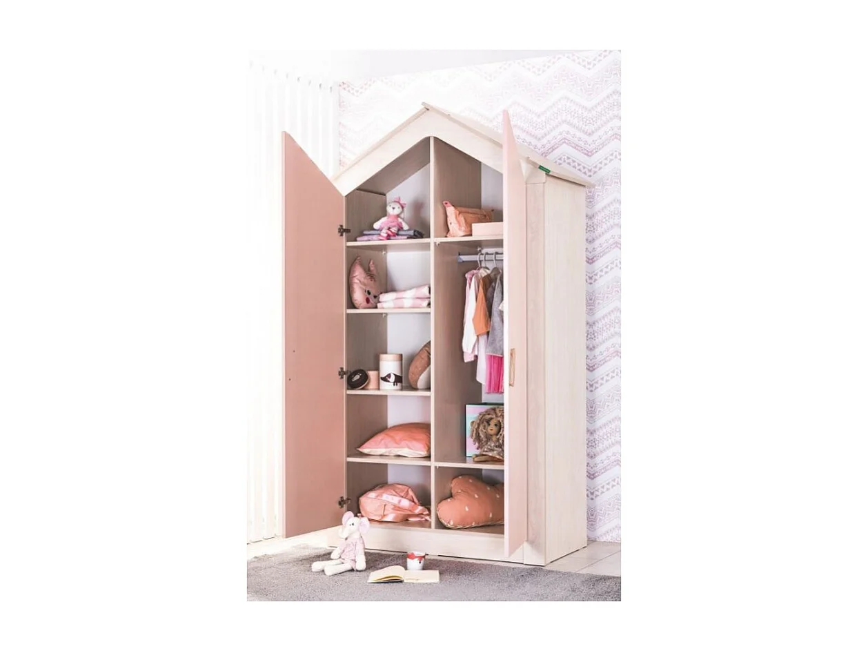 Armoire 2 portes rose 207x120x558cm