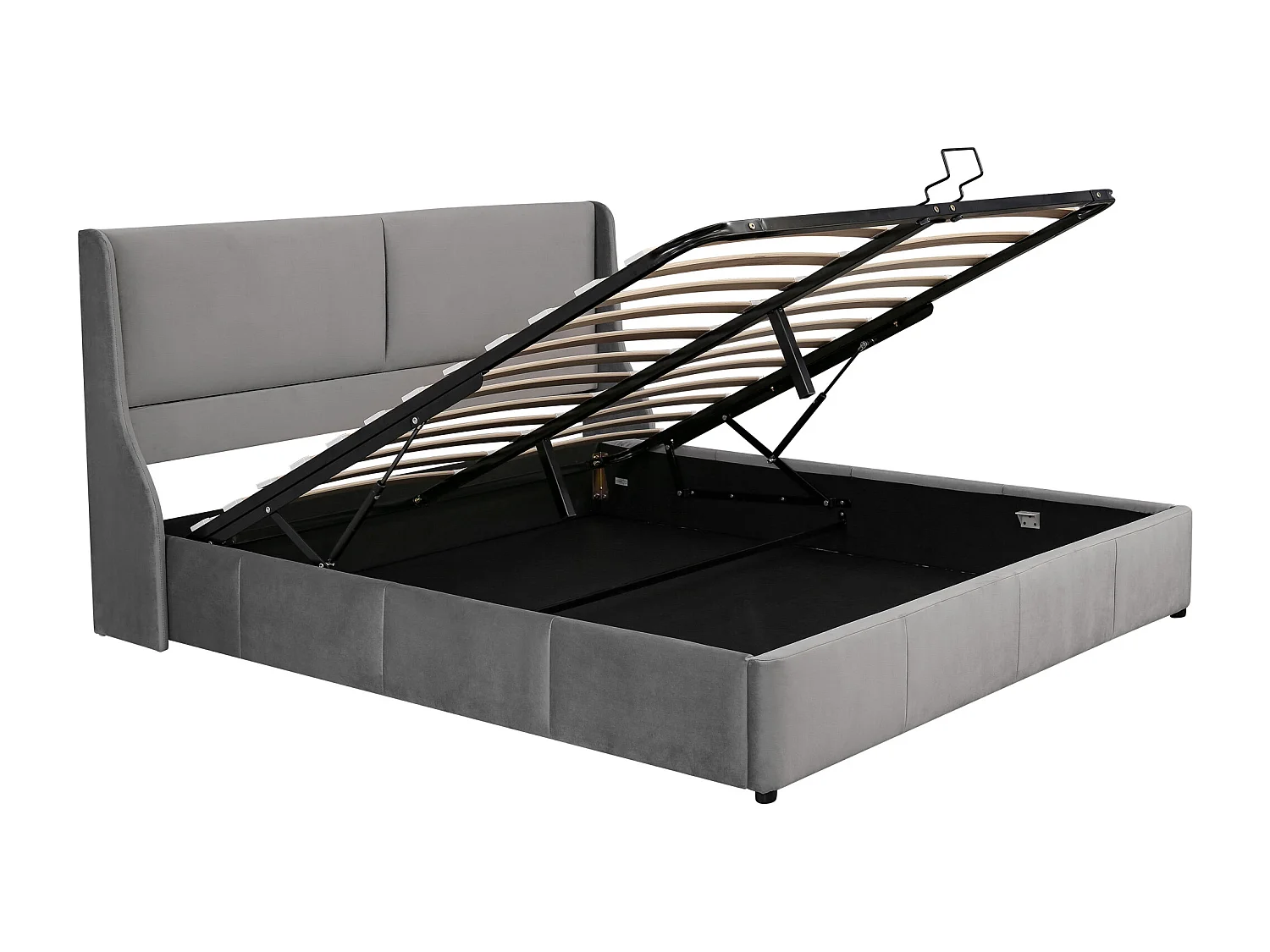 Bett mit Bettkasten mit Lattenrost + Stauraum – 180 x 200 cm – grau