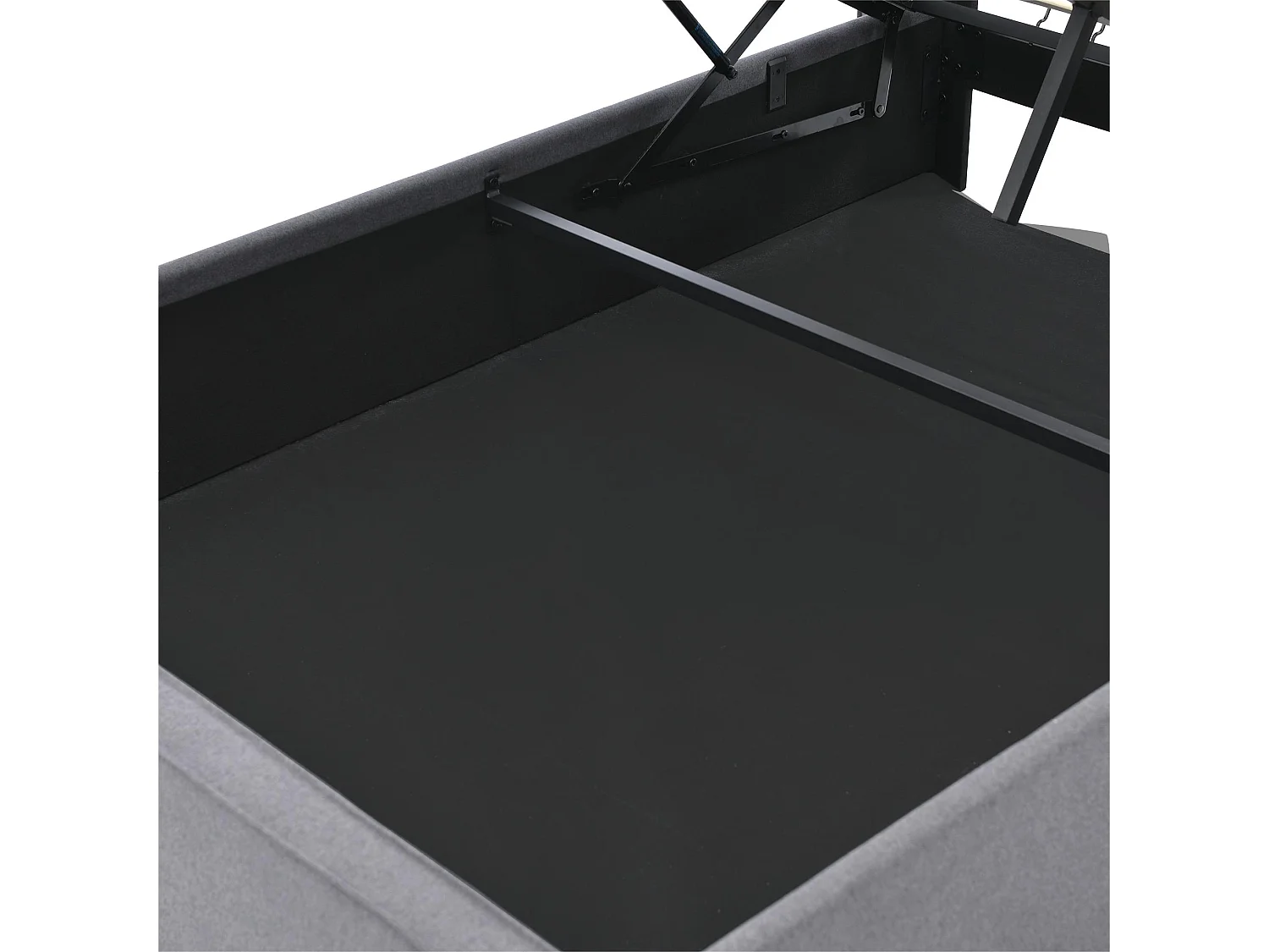 Lit coffre capitonné 160x200cm en tissu coton - avec sommier à lattes - Gris