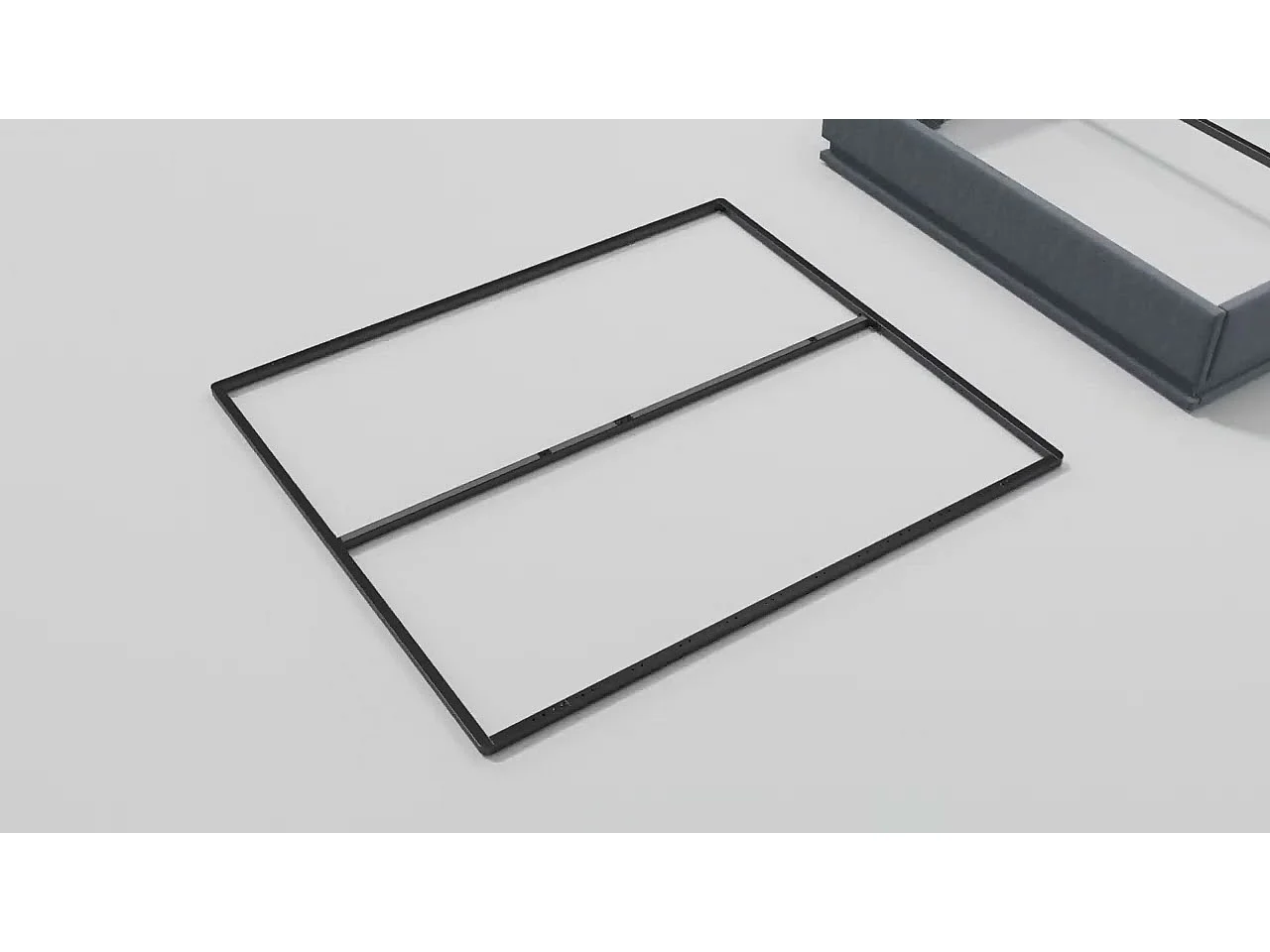 Lit coffre 90x200cm en lin - avec LED et prises USB & Type-C - Gris