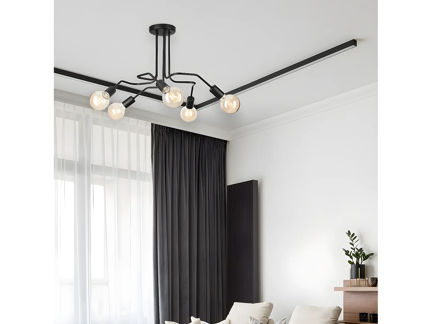 Suspension Domino, Noir, 59x59x40 cm, Seven Design