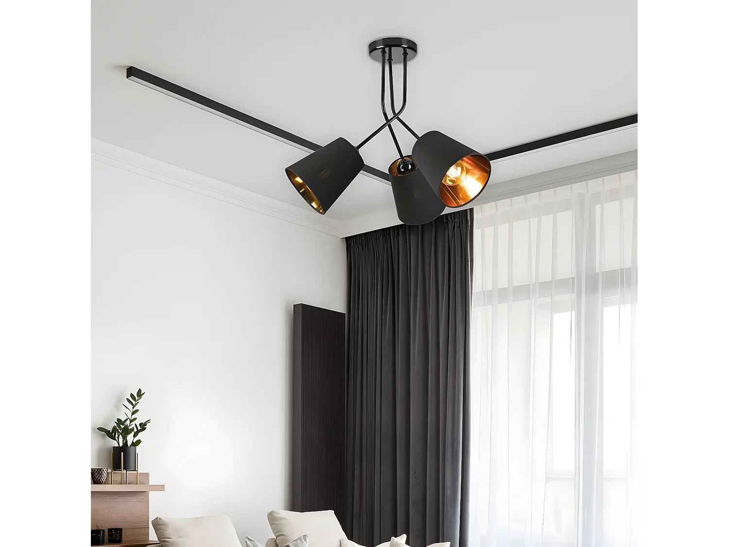 Hanglamp Irma, Zwart, 55x55x45 cm, Seven Design