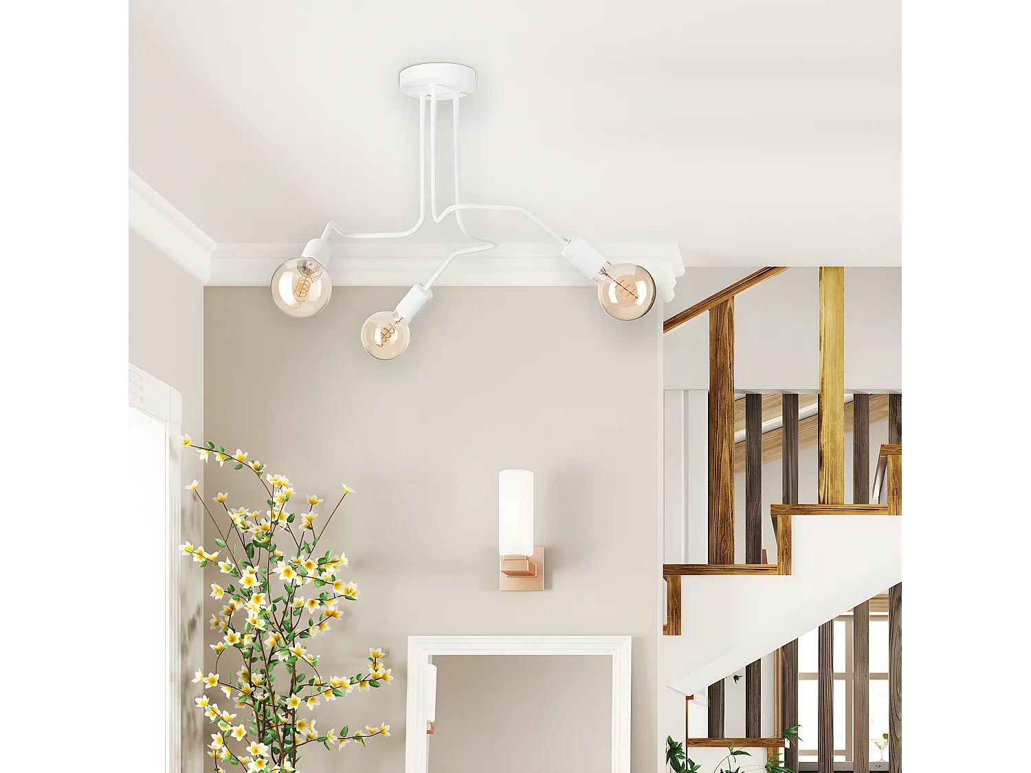 Candeeiro Suspenso Domino, Branco, 55x55x40 cm, Seven Design