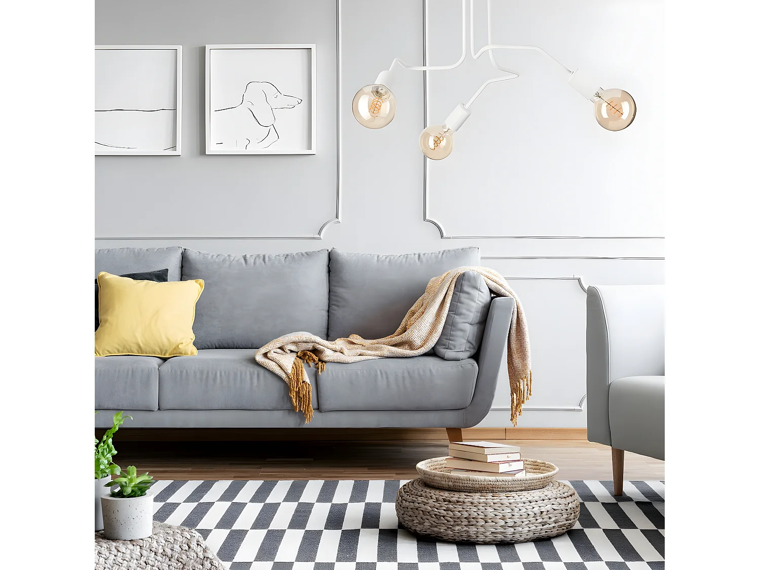 Candeeiro Suspenso Domino, Branco, 55x55x40 cm, Seven Design