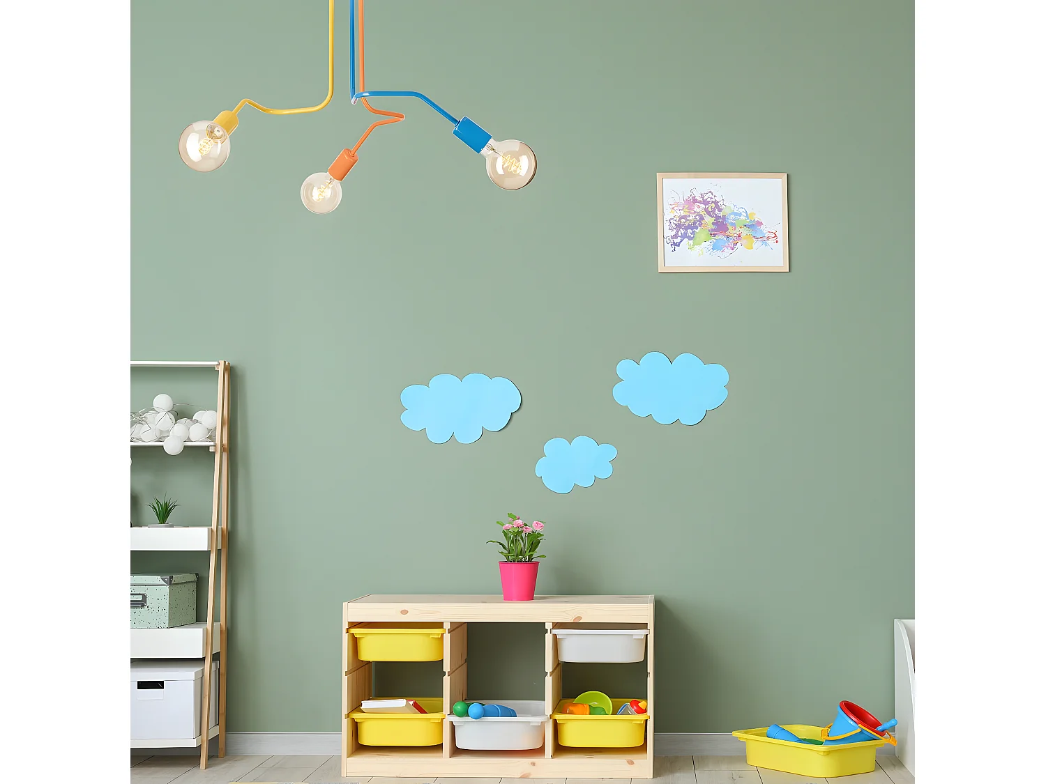 Hanglamp Domino, Veelkleurig, 55x55x40 cm, Seven Design