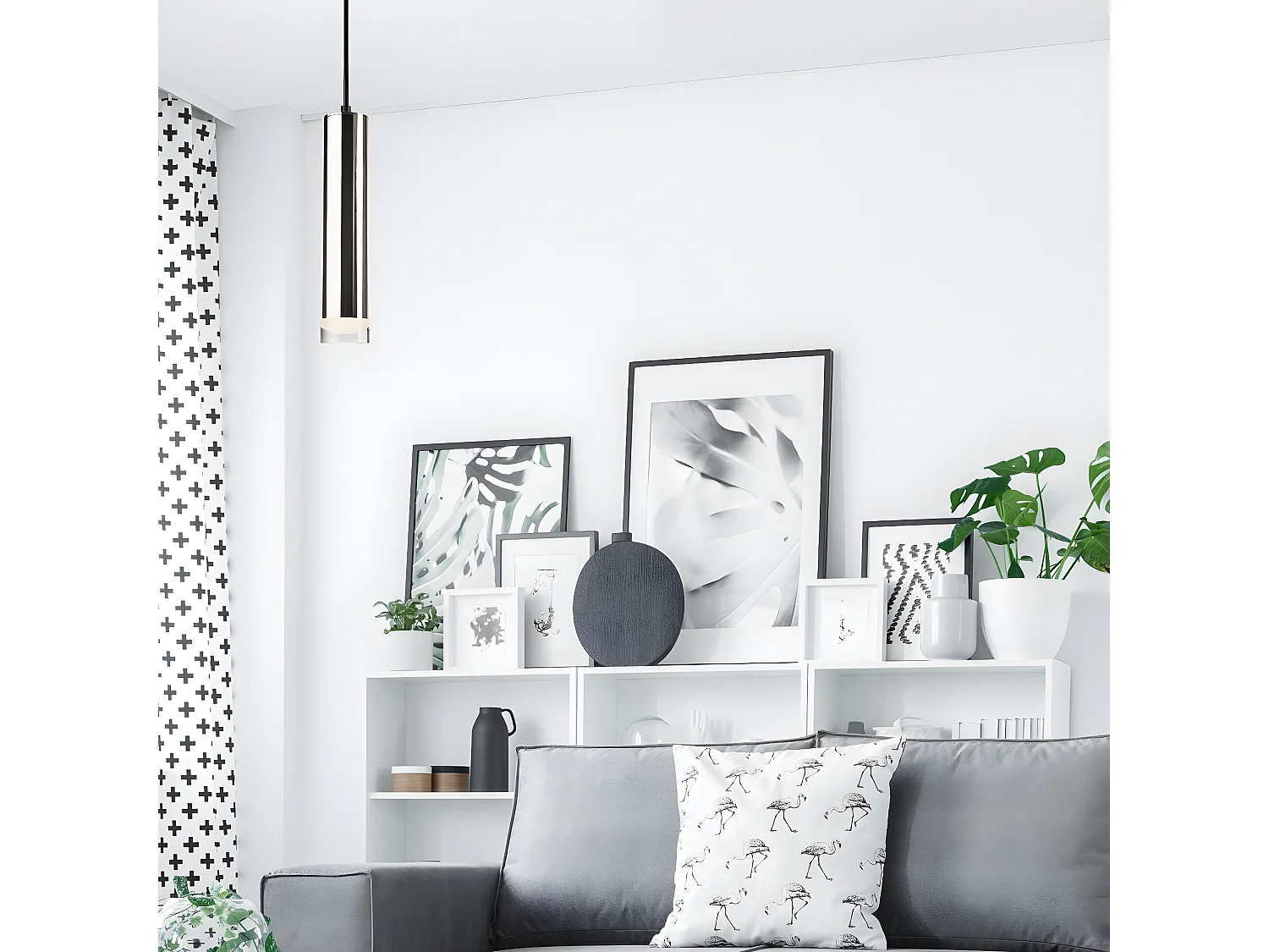 Candeeiro Suspenso Diego, Prata, 100x8x8 cm, Seven Design