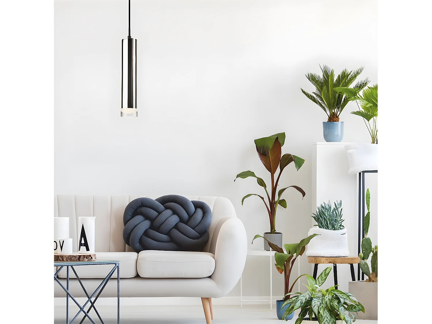 Candeeiro Suspenso Diego, Prata, 100x8x8 cm, Seven Design