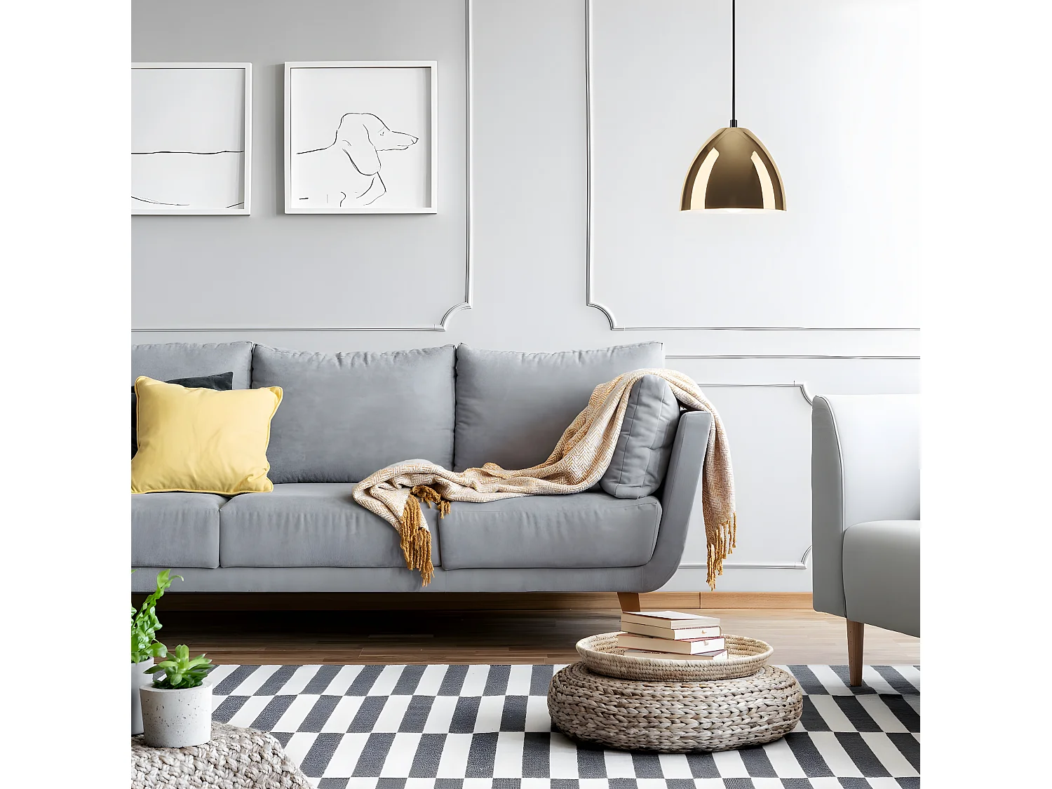 Hanglamp Mia, Goud, 105x19x19 cm, Seven Design