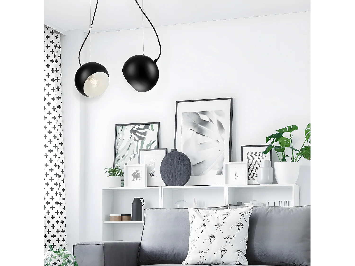 Suspension Inez, Noir, 79x45x17 cm, Seven Design