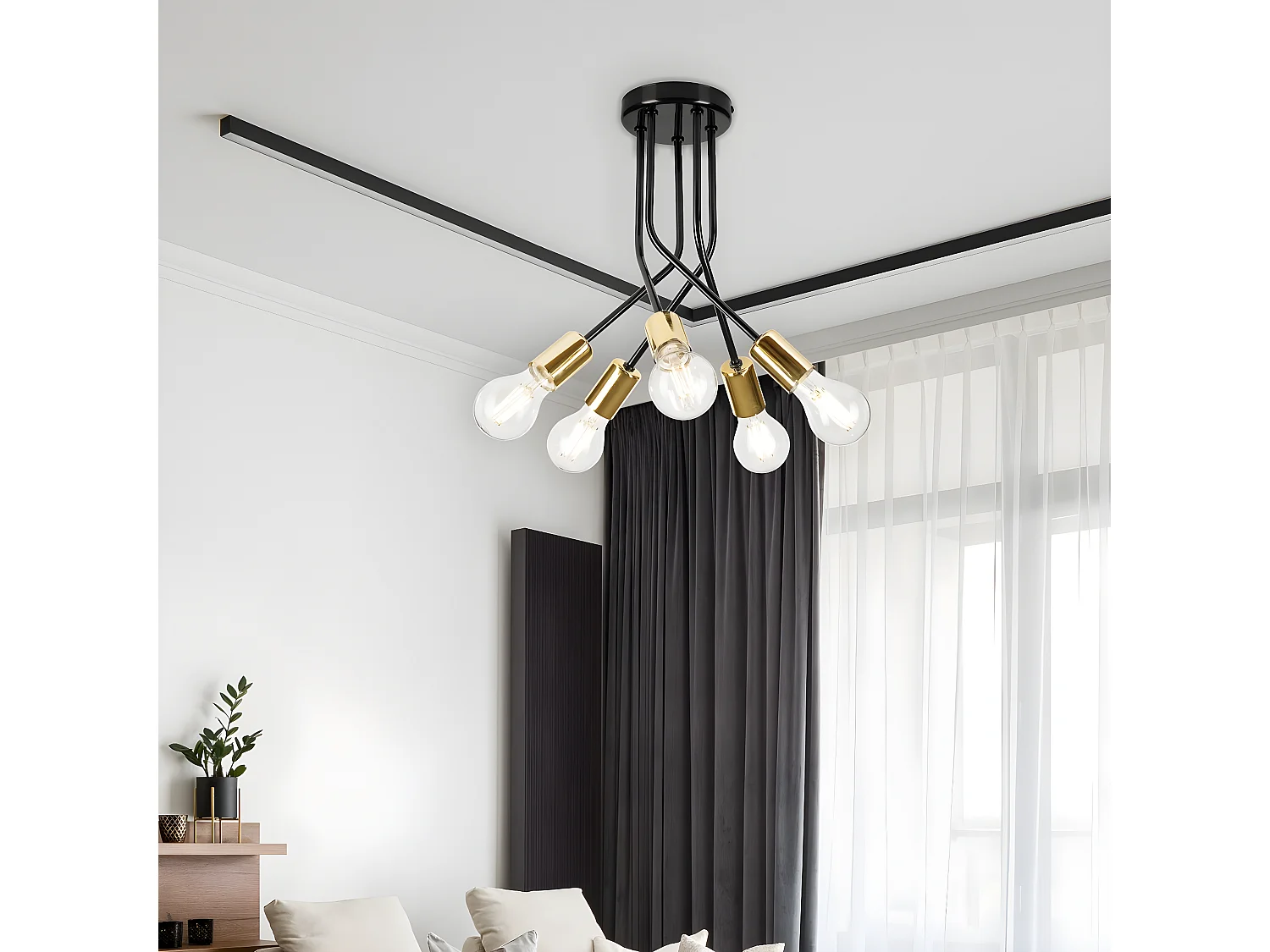 Suspension Priya, Noir, 36x36x34 cm, Seven Design