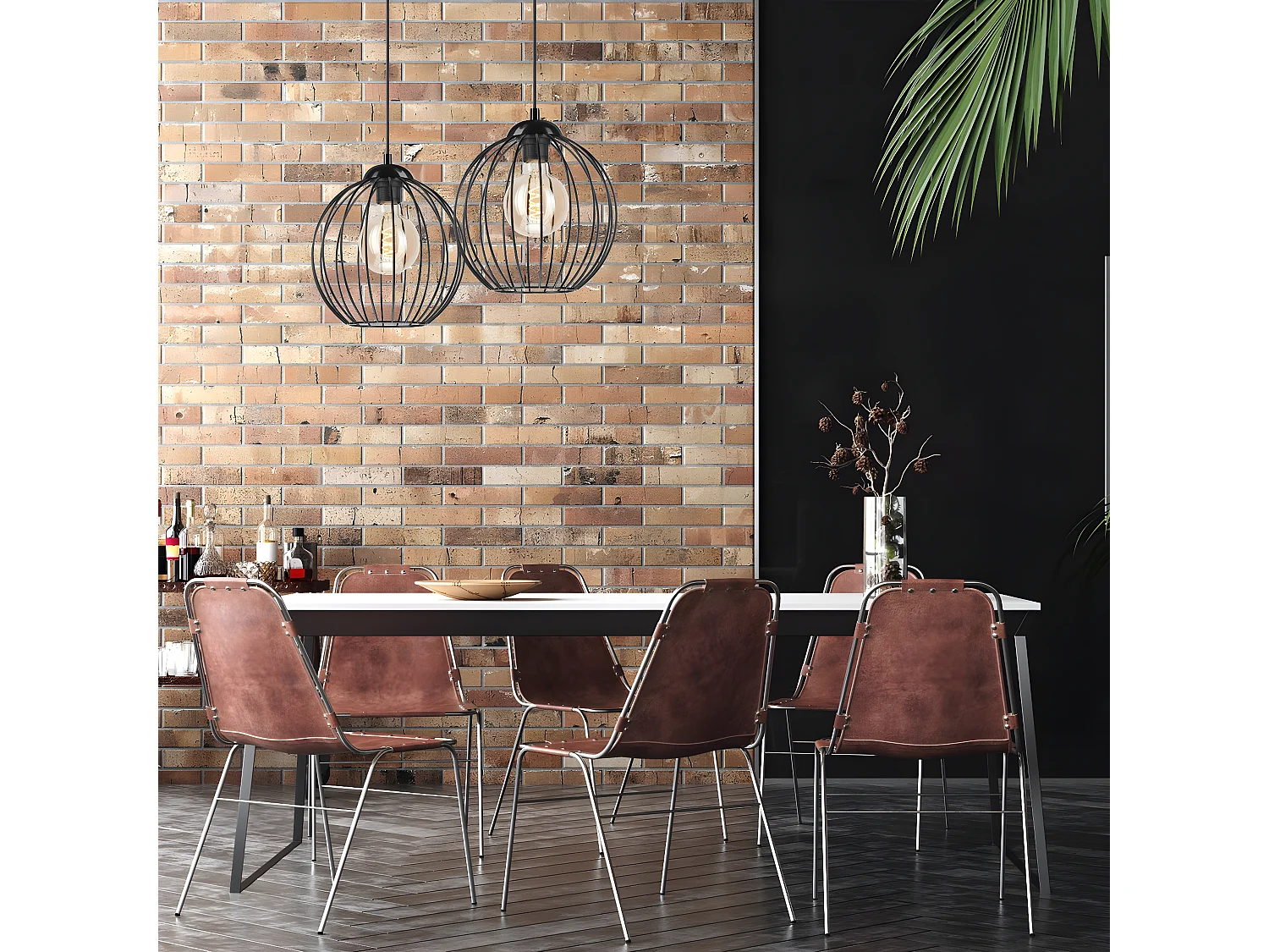 Candeeiro Suspenso Zoya, Preto, 55x24x100 cm, Seven Design