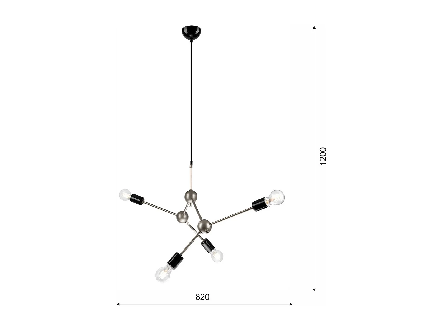 Hanglamp Alessia, Zwart, 120x82x5 cm, Seven Design