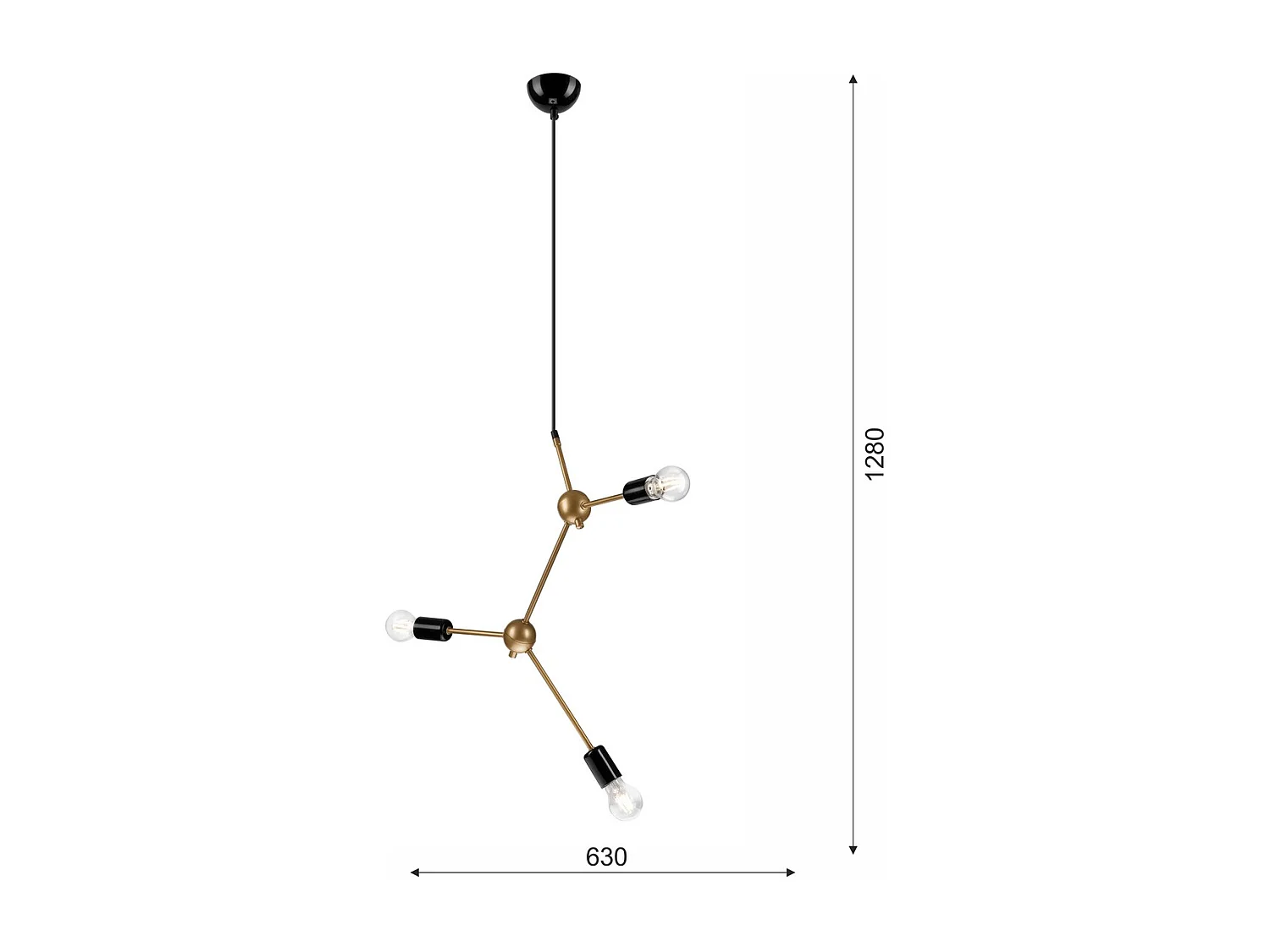 Lampa Wisząca Alessia, Złoto, 128x63x5 cm, Seven Design