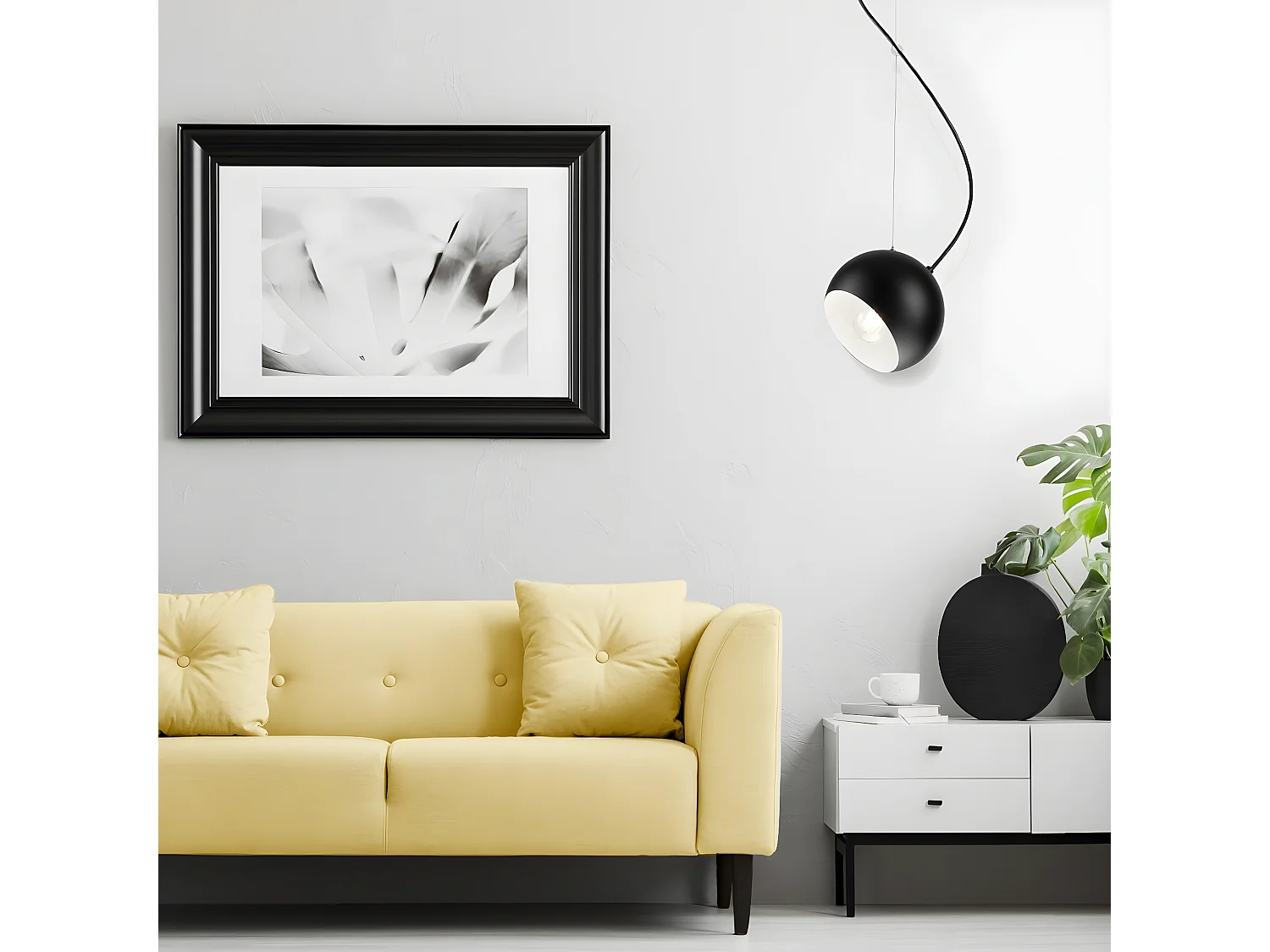 Candeeiro Suspenso Inez, Preto, 85x17x17 cm, Seven Design