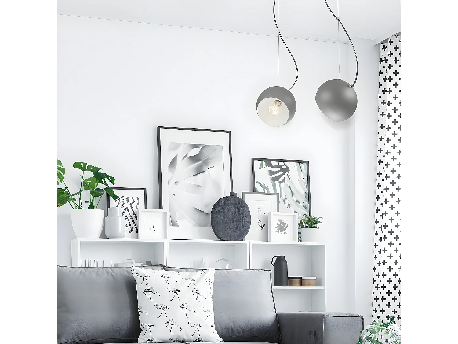 Candeeiro Suspenso Inez, Prata, 79x45x17 cm, Seven Design