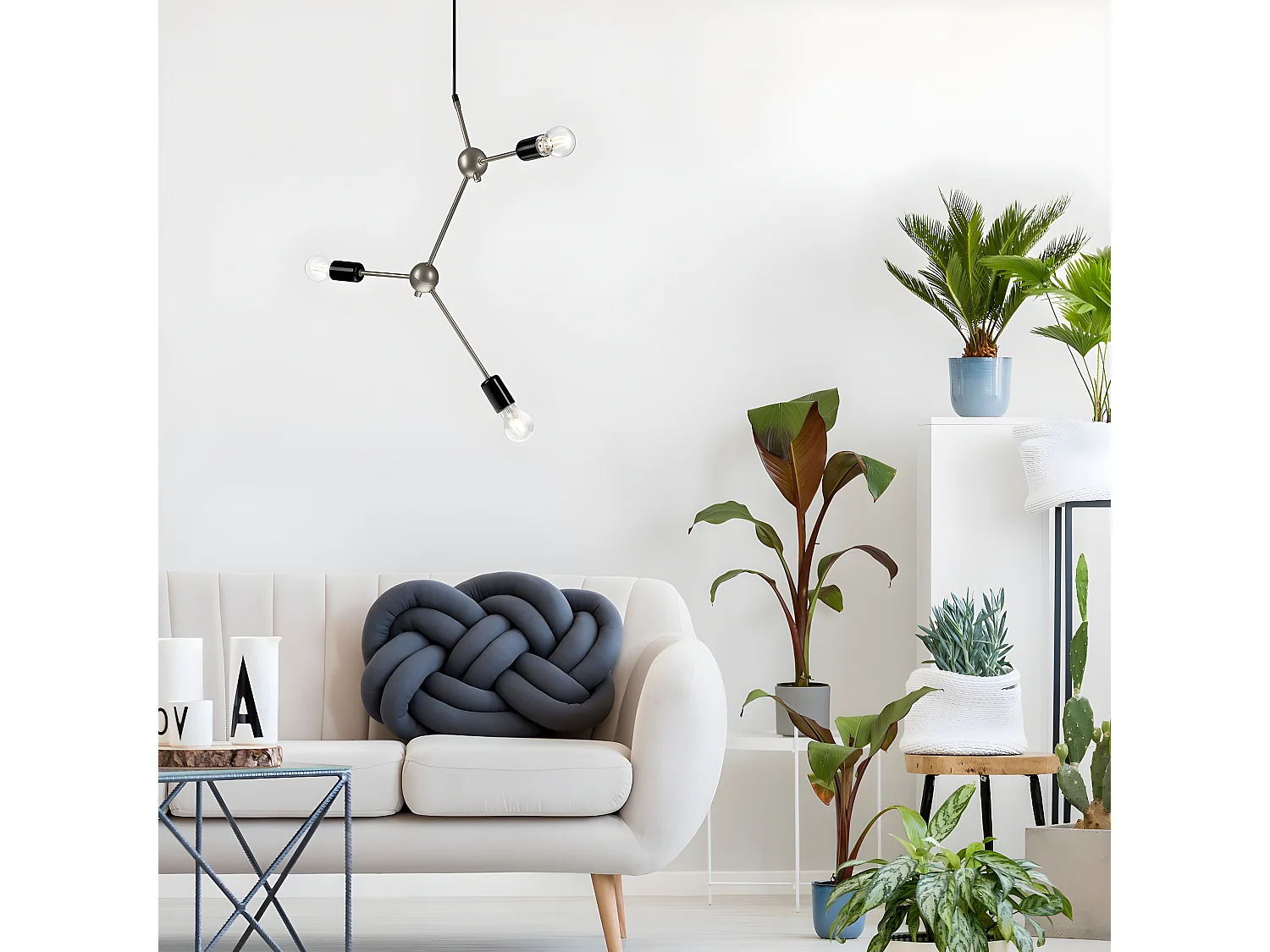 Lampada a Sospensione Alessia, Nero, 128x63x5 cm, Seven Design