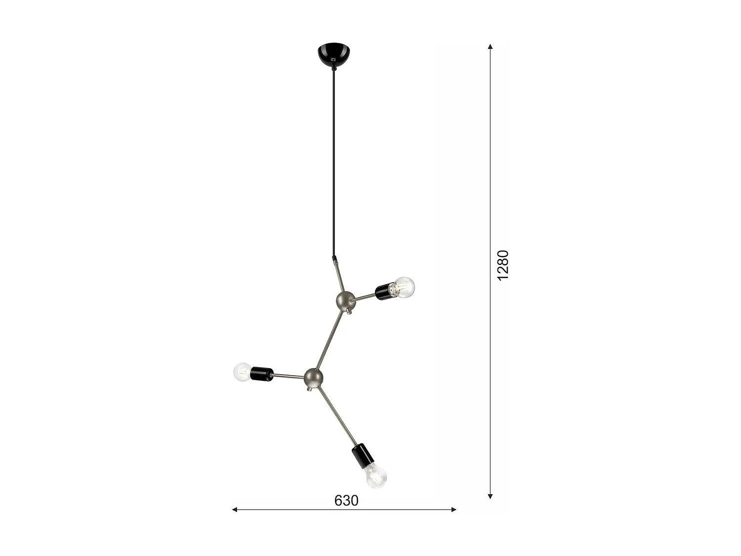 Lampada a Sospensione Alessia, Nero, 128x63x5 cm, Seven Design