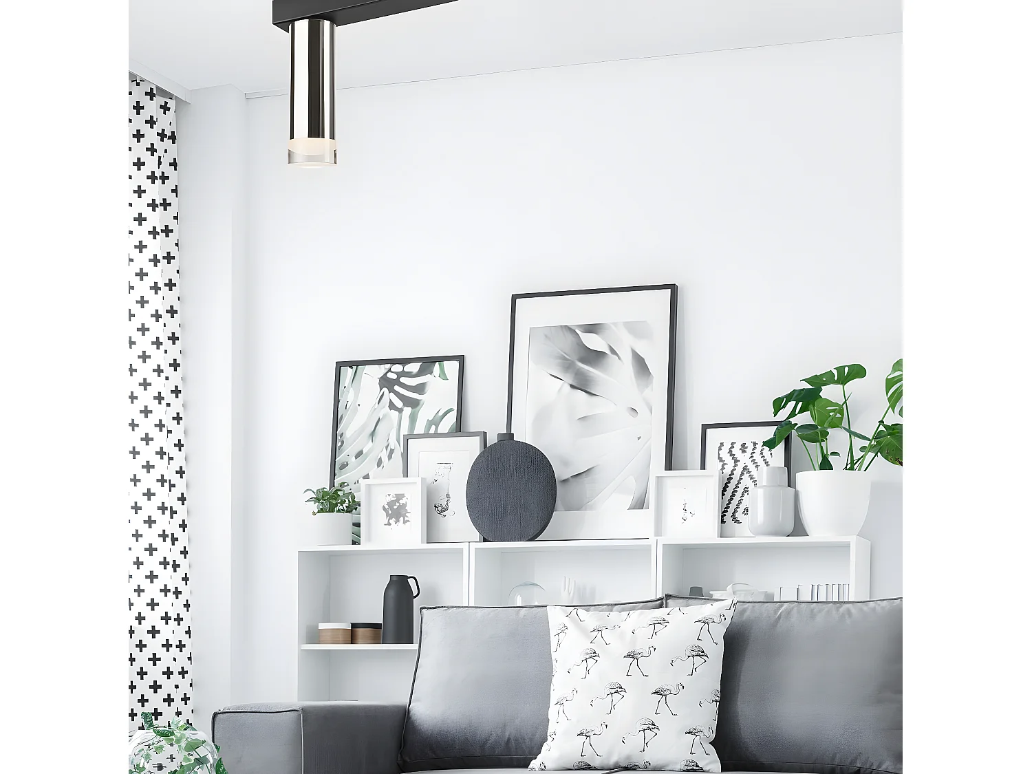 Candeeiro de Teto Diego, Prata, 31,5x32x8 cm, Seven Design