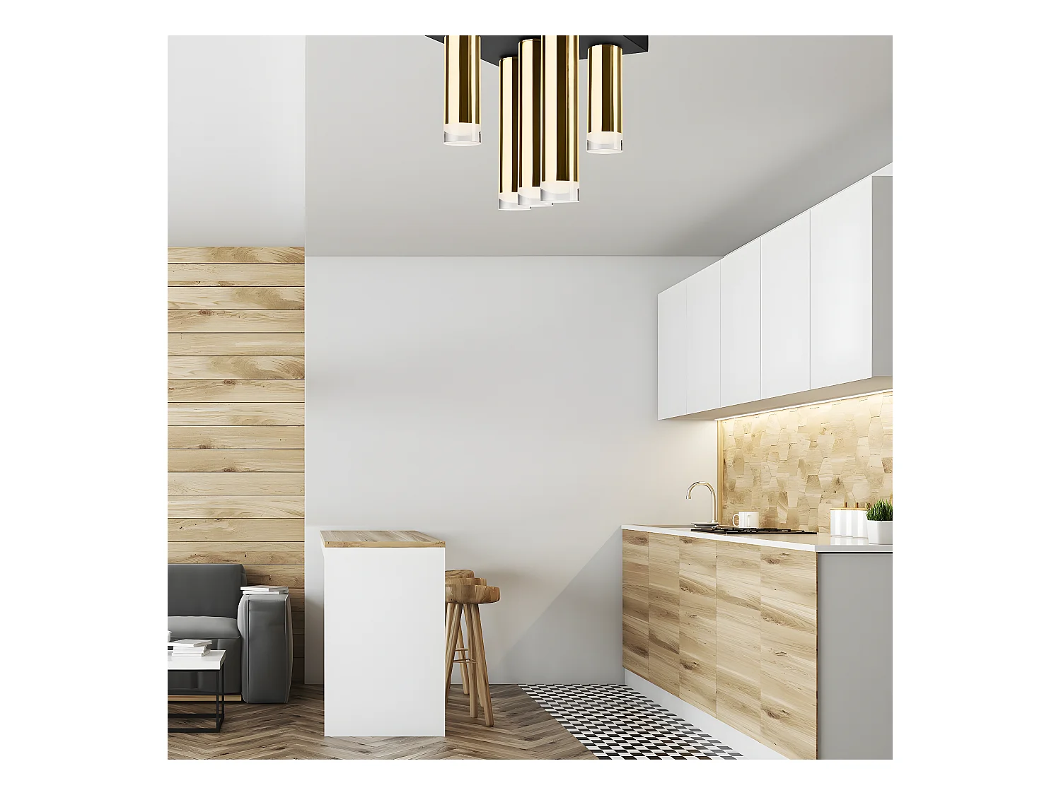 Lampada a Soffitto Diego, Oro, 31,5x30x30 cm, EPIKASA