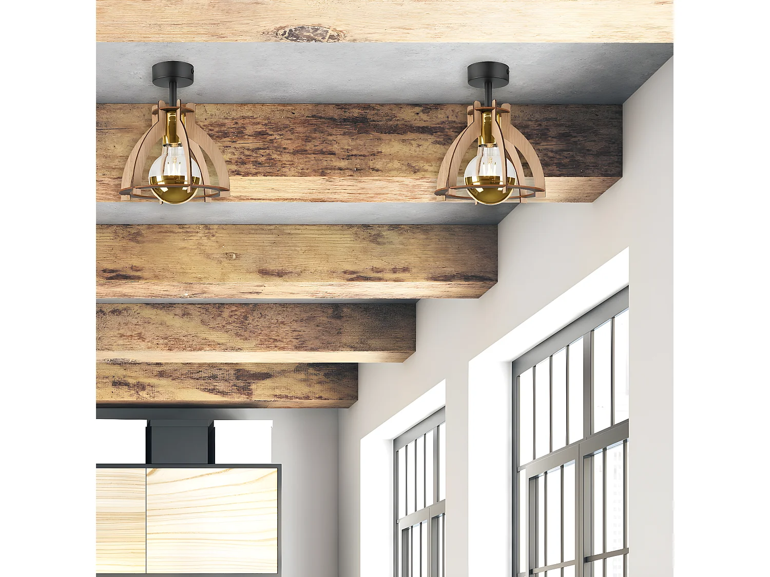 Plafonnier Lando 1, Marron, 21x21x25 cm, Seven Design