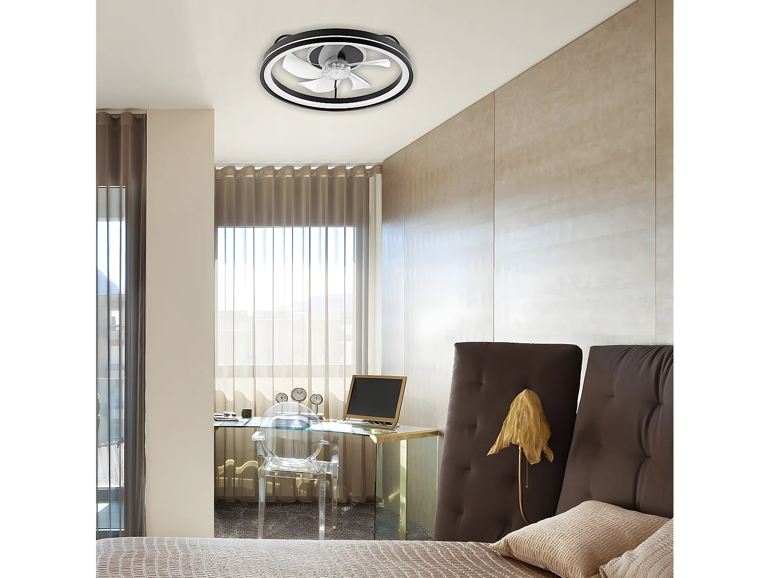 Plafondlamp Falco, Zwart, 50x50x17 cm, Seven Design