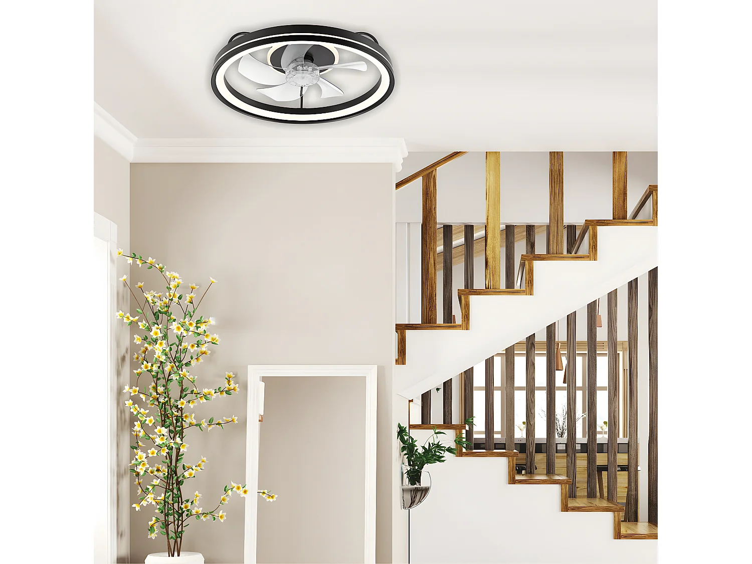 Plafondlamp Falco, Zwart, 50x50x17 cm, Seven Design