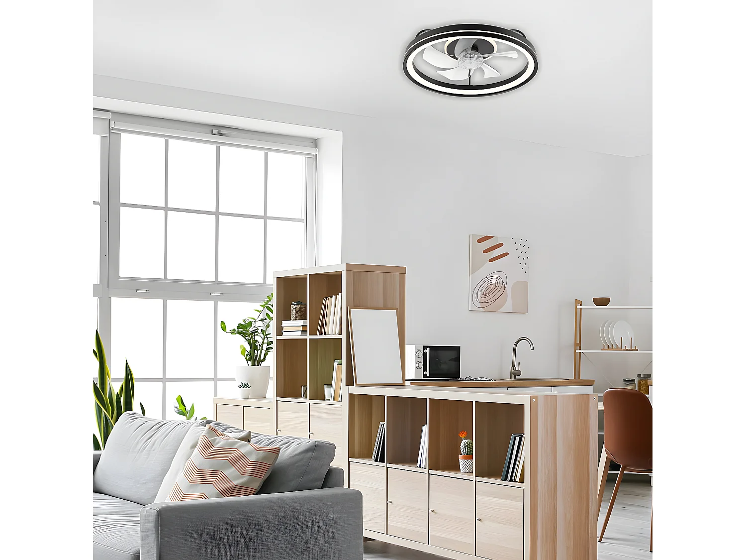 Plafondlamp Falco, Zwart, 50x50x17 cm, Seven Design