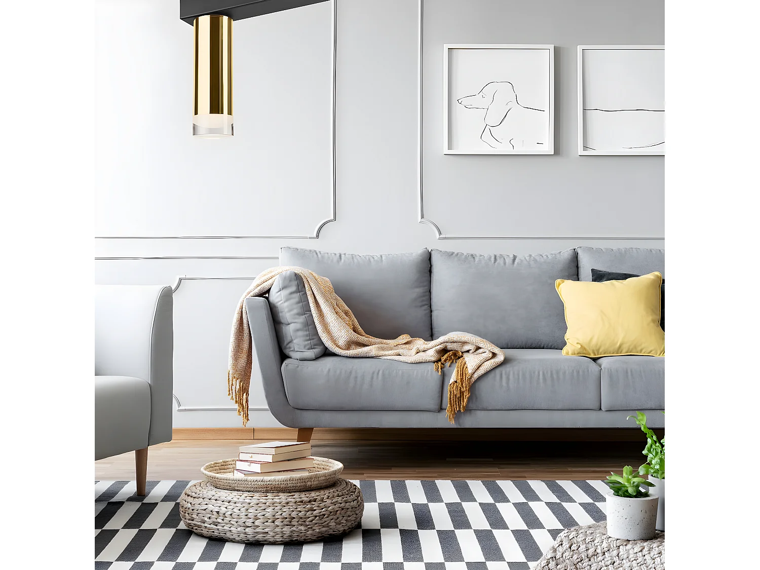 Candeeiro de Teto Diego, Ouro, 31,5x32x8 cm, Seven Design