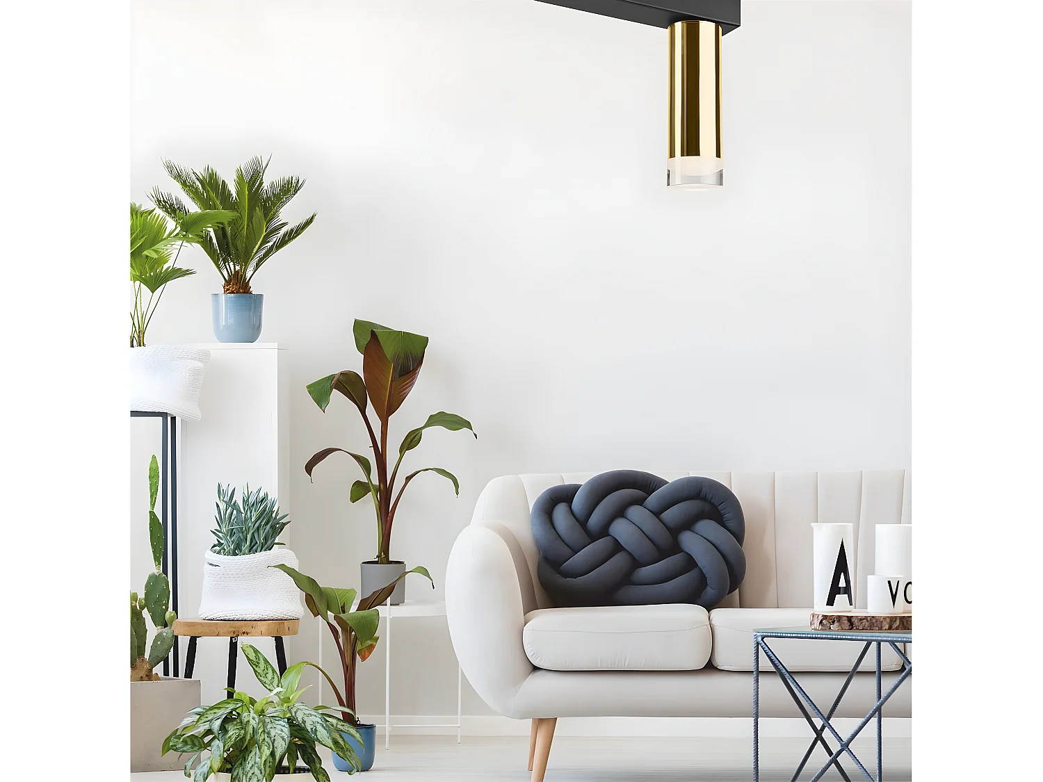 Candeeiro de Teto Diego, Ouro, 31,5x32x8 cm, Seven Design