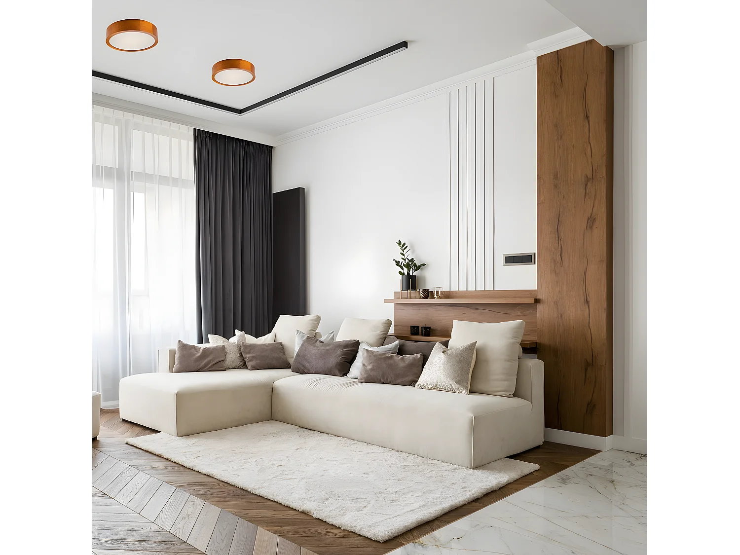 Plafonnier Eveline 10, Marron, 8x27x27 cm, Seven Design