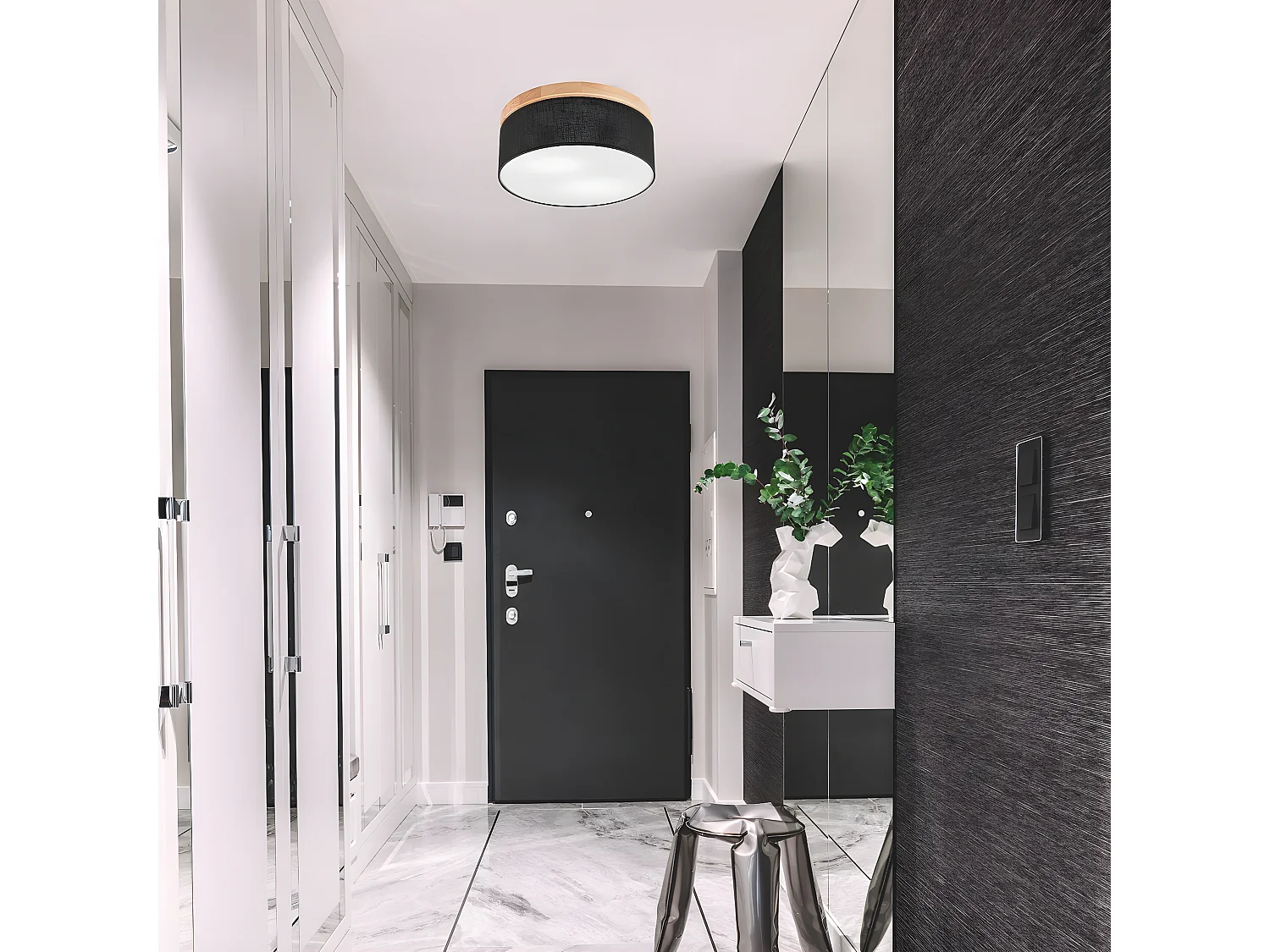 Candeeiro de Teto Paolo, Preto, 17x40x40 cm, EPIKASA