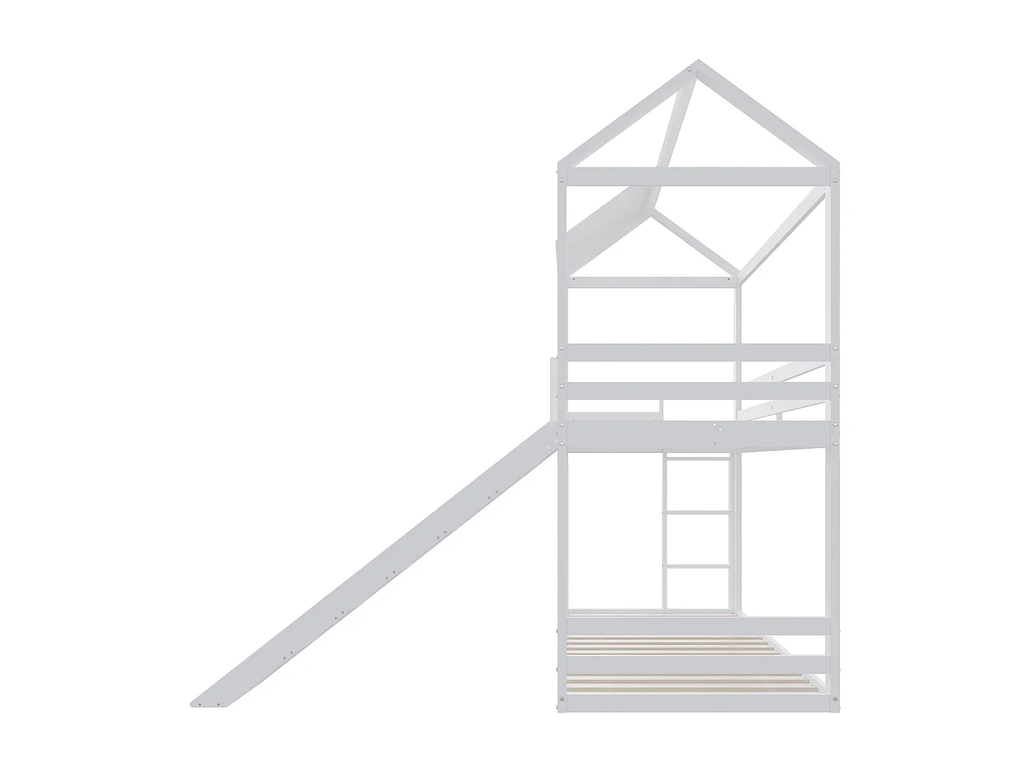 Massivholz Etagenbett 90x200 cm - mit Rutsche und Leiter und Lattenrost - Weiß