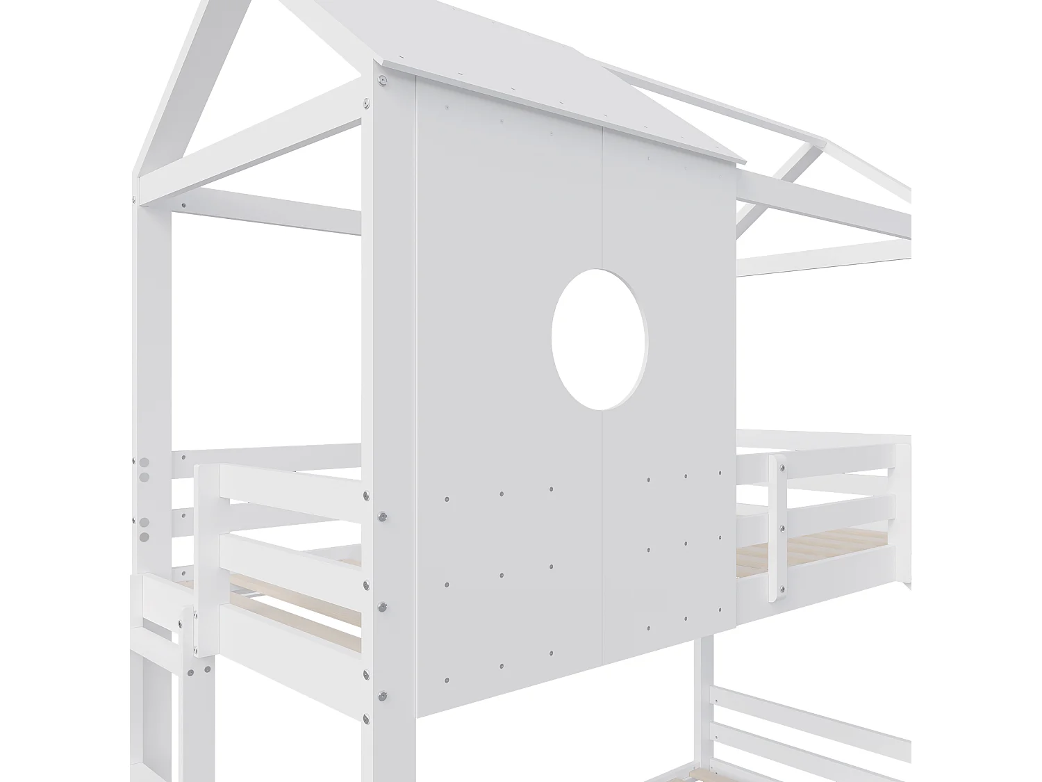 Massivholz Etagenbett 90x200 cm - mit Rutsche und Leiter und Lattenrost - Weiß