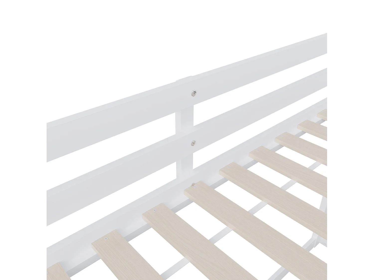 Lit superposé en bois massif - 90x200cm - avec barrière, échelle et toboggan - Blanc